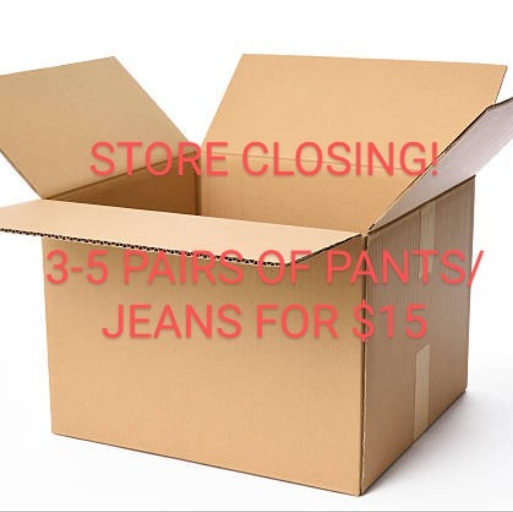 BULK INVENTORY BOX: 3-5 PANTS OR JEANS FOR $15